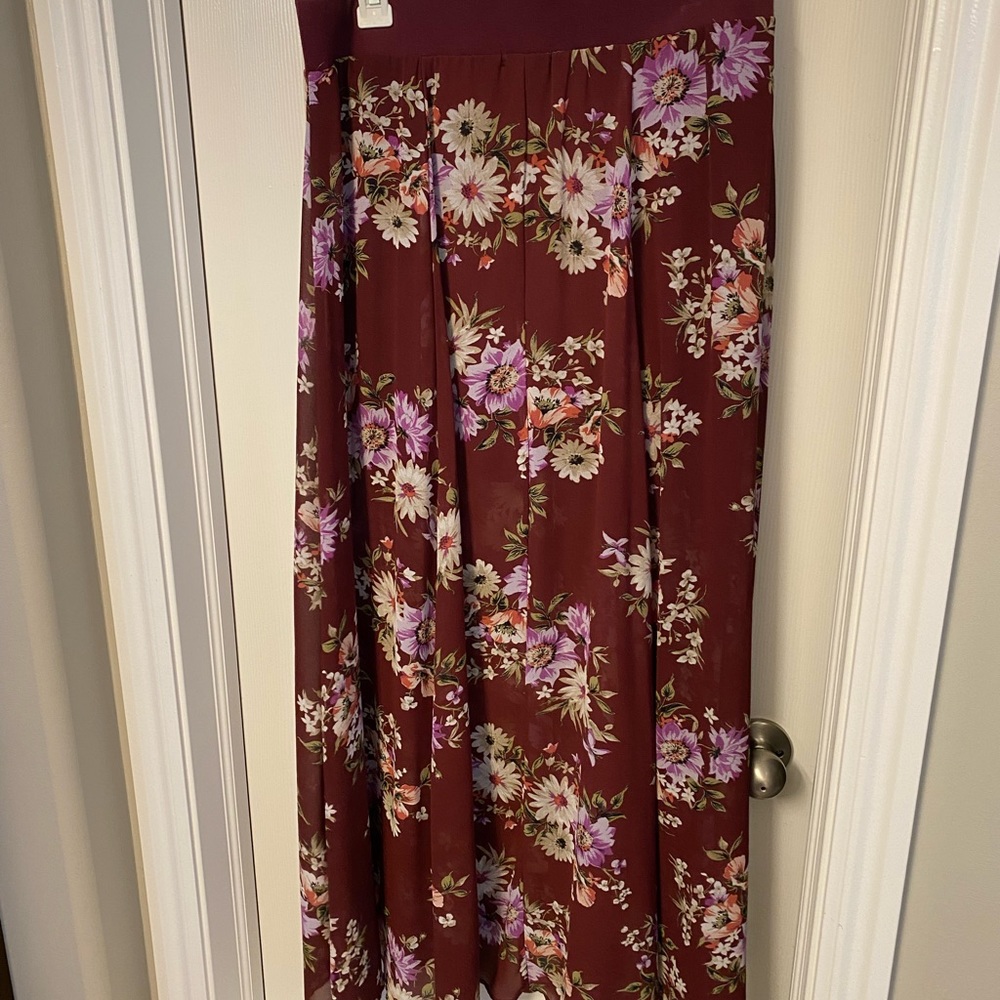 Torrid long skirt with sheer overlay and built in slip
